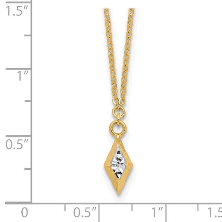 14K Yellow Gold and White Rhodium-plated Polished and Diamond-cut Necklace