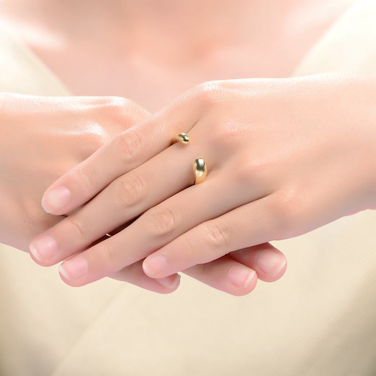 Modern Open Ring In 14K Gold Over Brass
