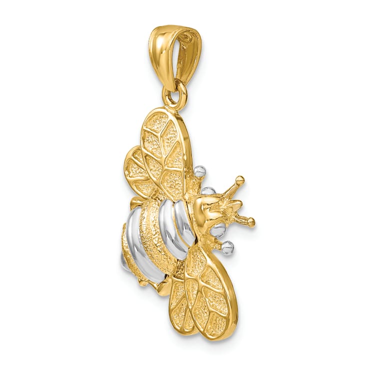 14k Two-tone Gold 3D and Textured Bumblebee Charm