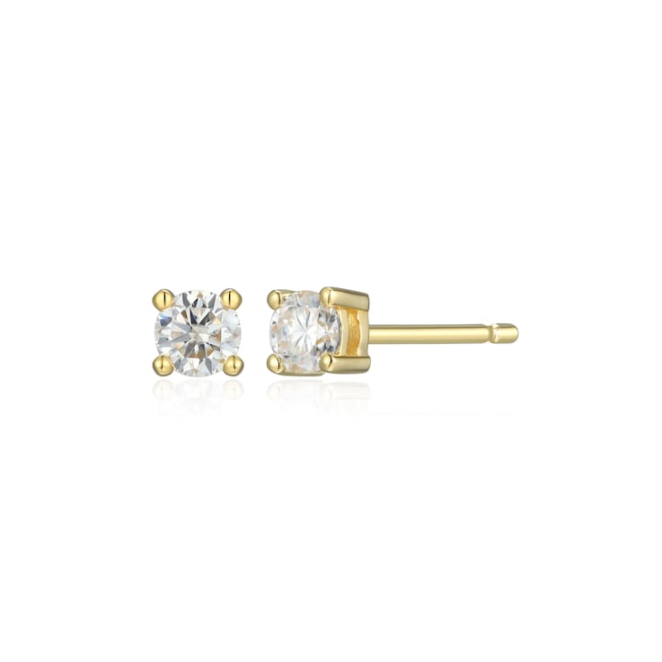 Moissanite 14k Yellow Gold Over Silver Stud Earrings 0.20ctw DEW
