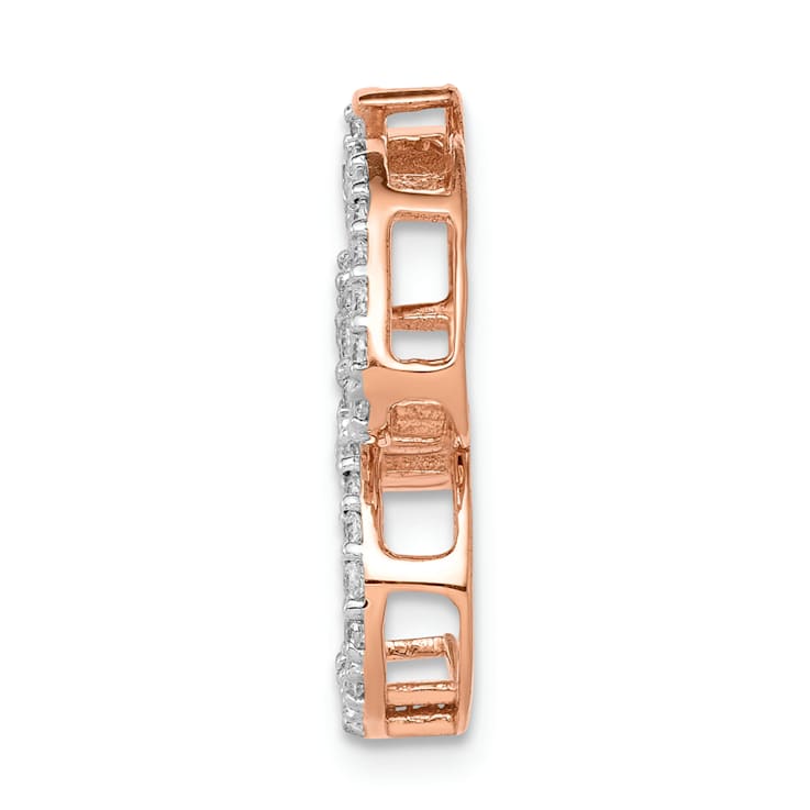 14k Rose Gold and Rhodium Over 14k Rose Gold Diamond Om Chain Slide Pendant
