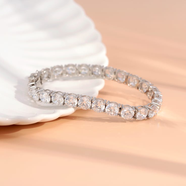 White Cubic Zirconia Platinum Over Sterling Silver Bracelet 36.00ctw