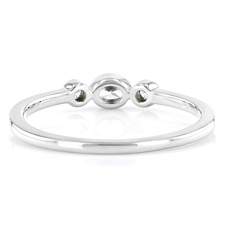 White Lab-Grown Diamond 14kt White Gold 3-Stone Ring 0.15ctw