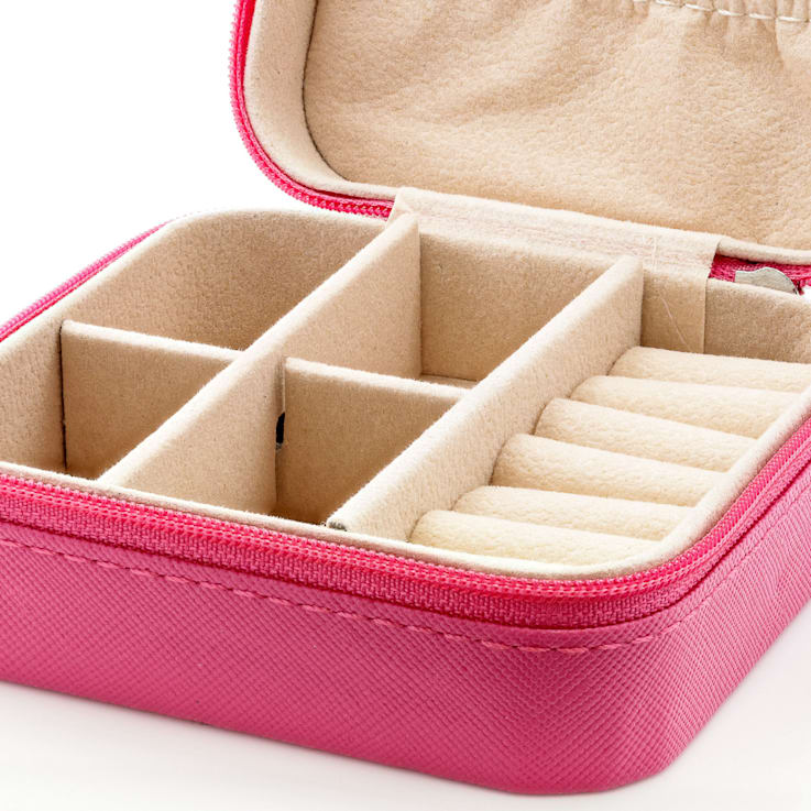 Berry Pink Travel Size Jewelry Box with Cleaning Cloth