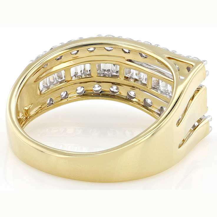 Bold Lab-Grown Diamond Round And Baguette Cocktail Ring In 14K Gold Over
Sterling Silver