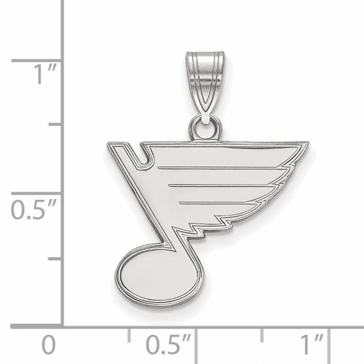 Rhodium Over Sterling Silver NHL LogoArt St. Louis Blues Medium Pendant