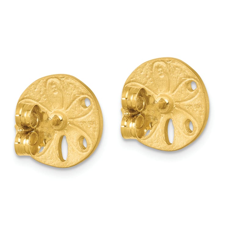 Rhodium Over Sterling Silver Yellow Sand Dollar Post Earrings