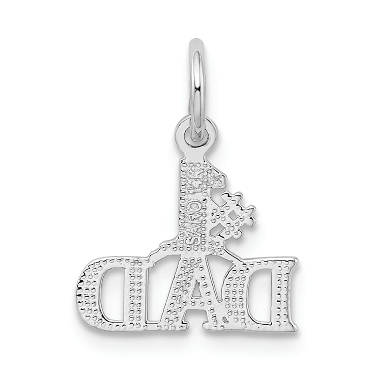Rhodium Over 14K White Gold Number 1 DAD Charm