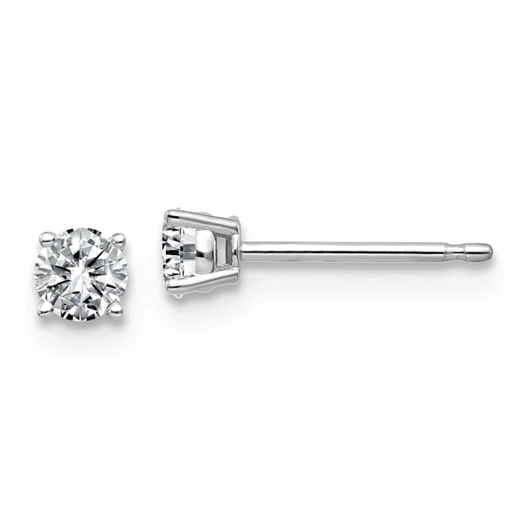 Rhodium Over 14K White Gold 1/3ct. 3.5mm Round J-K Color Moissanite Earrings