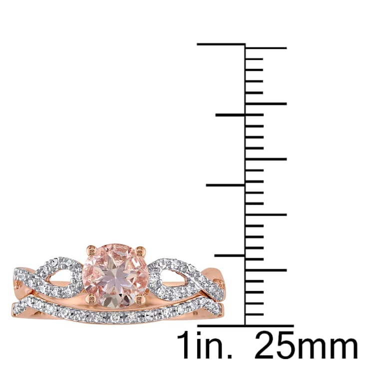 Morganite and Diamond 10K Rose Gold Ring 0.99ctw