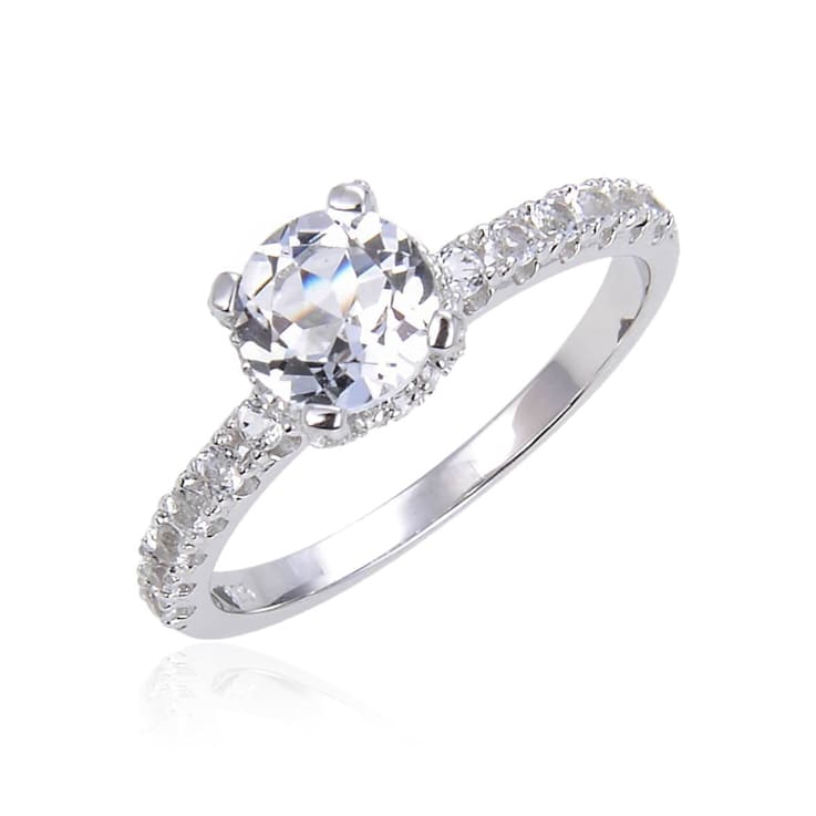 Round White Topaz Sterling Silver Ring, 1.98ctw