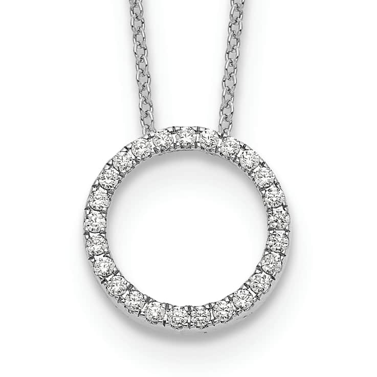 Rhodium Over 10k White Gold 0.25 ctw Diamond Circle Pendant with 18 inch
Cable Chain