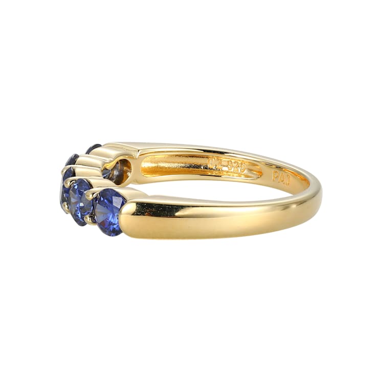 Blue Cubic Zirconia 18k Yellow Gold Over Sterling Silver Ring 1.77ctw