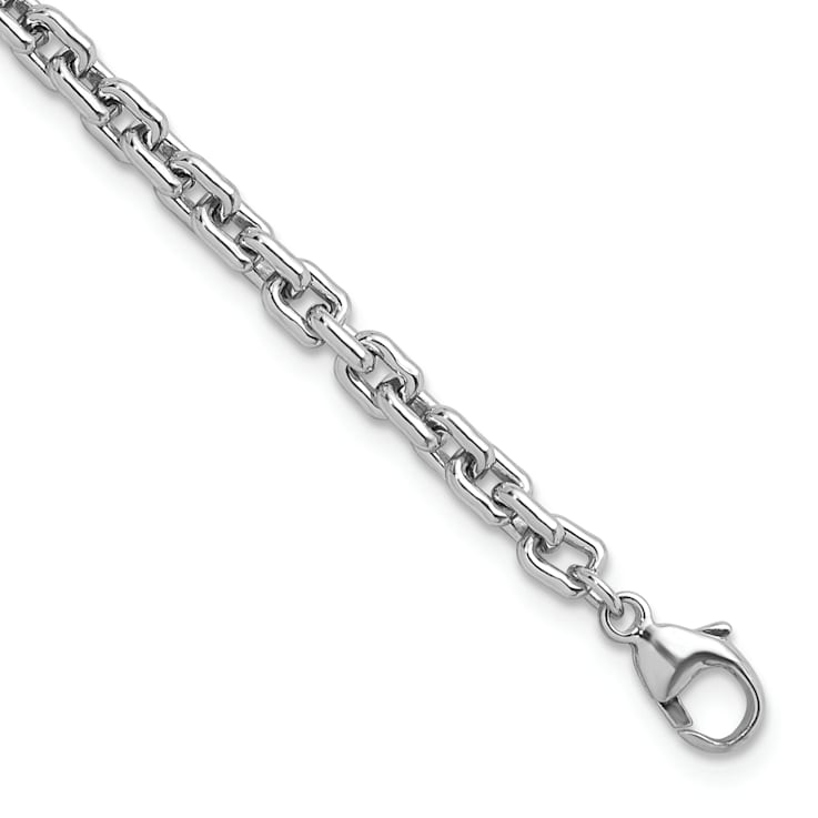 Rhodium Over Sterling Silver 4.0mm Cable 8 Inch Chain