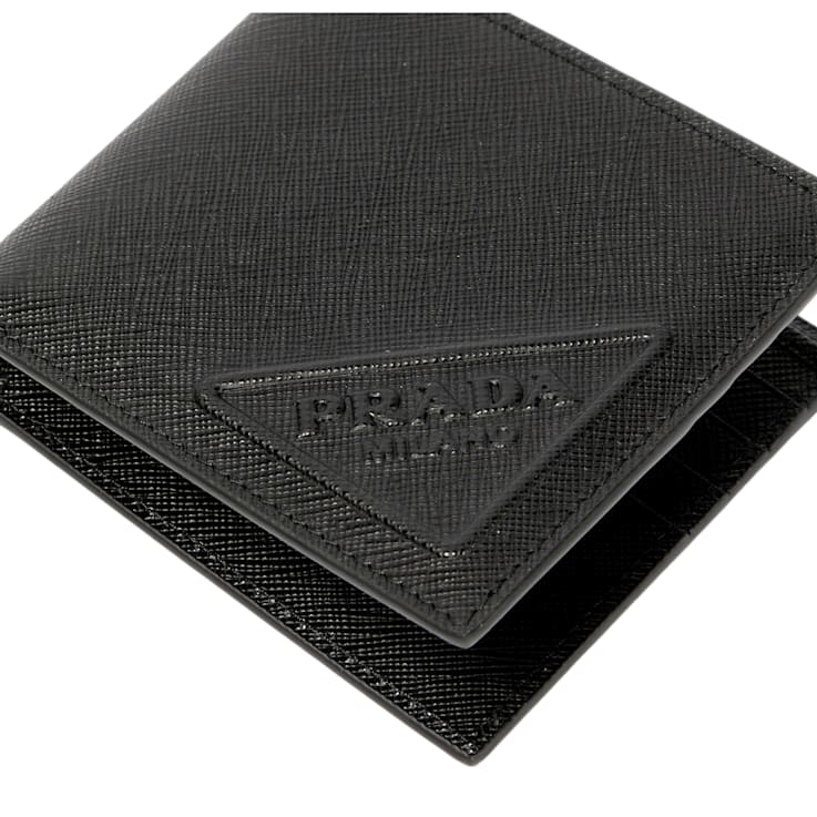 【PRADA】SAFFIANO TRIANGLE LOGO WALLET Prada triangle-logo Saffiano Leather Wallet | Black | FARFETCH