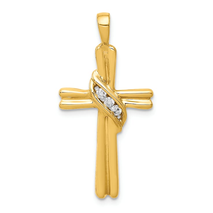 10k Yellow Gold Diamond Cross Pendant