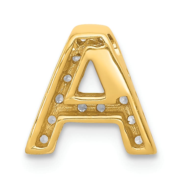 14K Yellow Gold Diamond Letter A Initial Charm