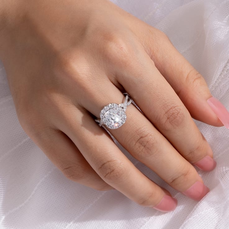 White Cubic Zirconia Platinum Over Sterling Silver Ring 2.68ctw