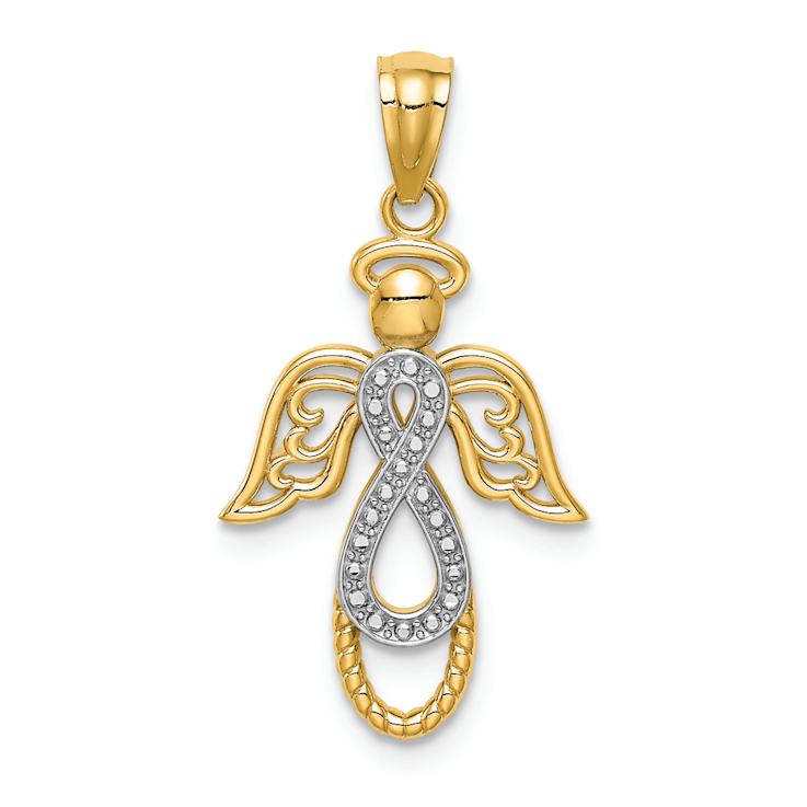 14k Two-tone Gold Infinity Angel Pendant