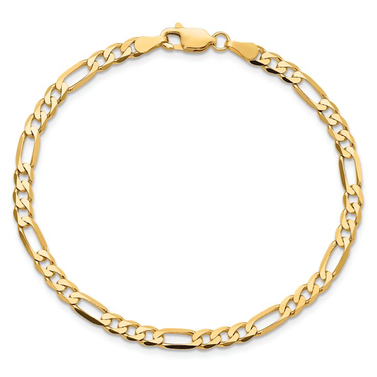 10k Yellow Gold 4mm Flat Figaro Link Bracelet