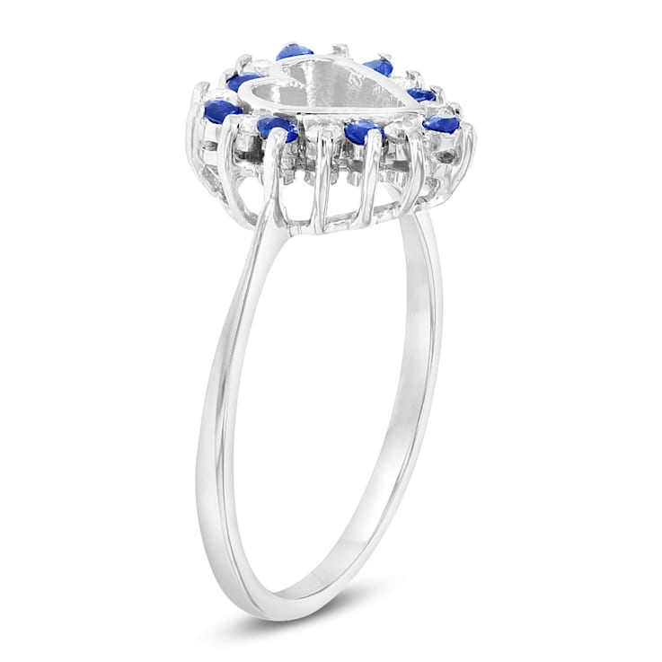 0.35ctw Sapphire and Diamond Heart Shaped Ring in 14k White Gold