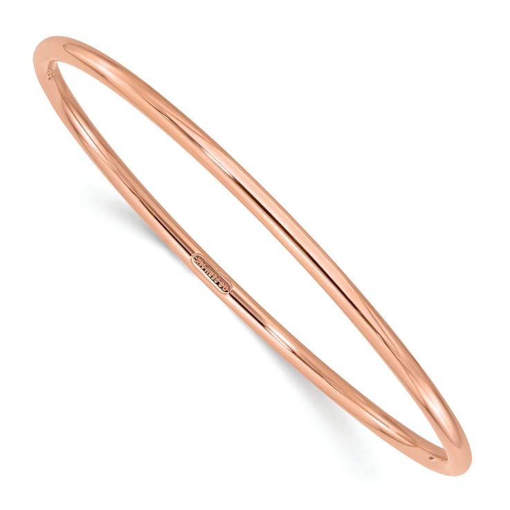 14k Rose Gold 3mm Polished Slip-on Bangle