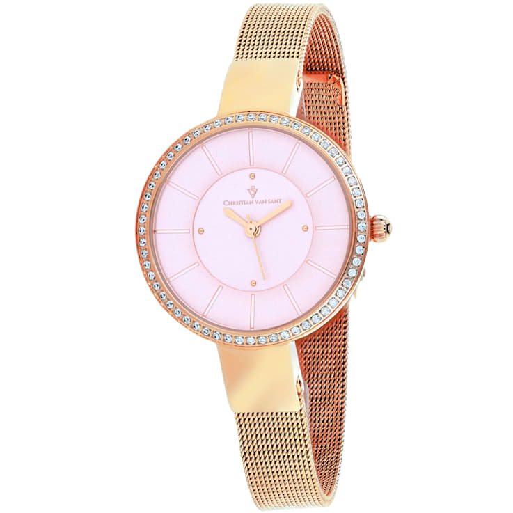 Christian Van Sant Women's Reign Pink Dial, Rose Stainless Steel Watch