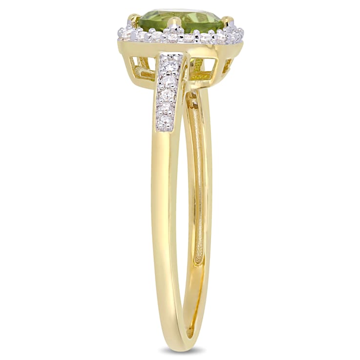 Peridot and Diamond 10K Yellow Gold Ring 1.06ctw