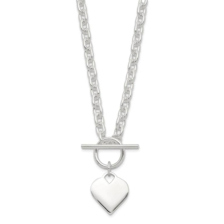 Sterling Silver Heart Toggle Necklace