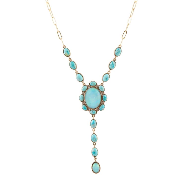 Barse Jewelry Aurora Blue Opal Golden Y Necklace