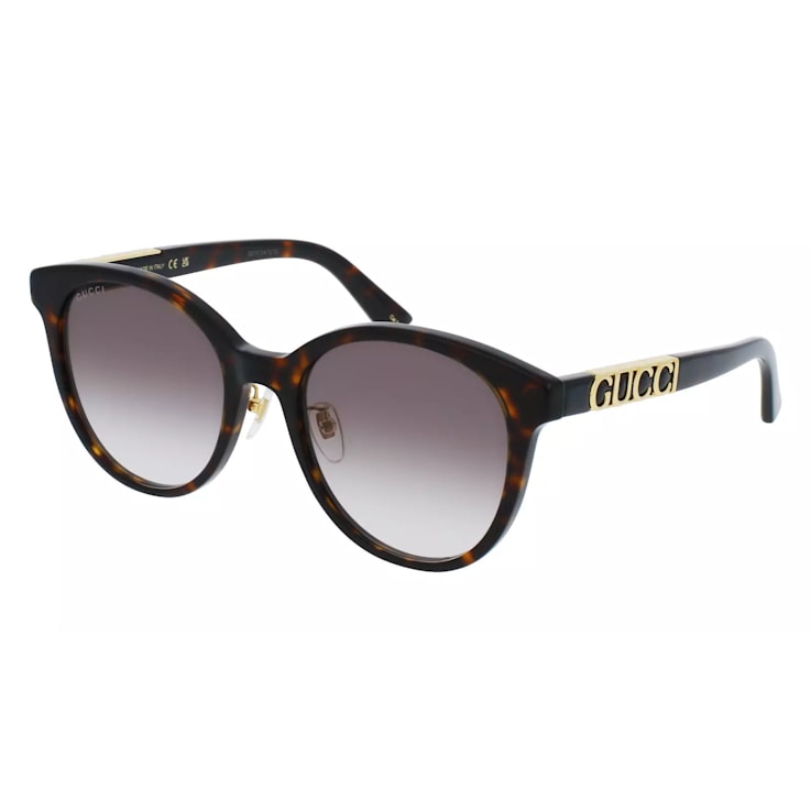 Gucci Havana Frame / Brown Gradient Round Lens Sunglasses