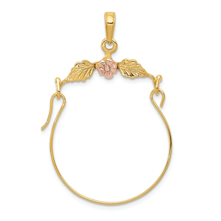 14K Two-tone Leaves with Flower Charm Holder