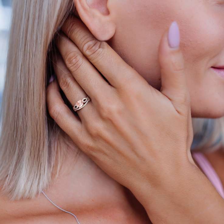 Morganite and Diamond 10K Rose Gold Ring 0.99ctw