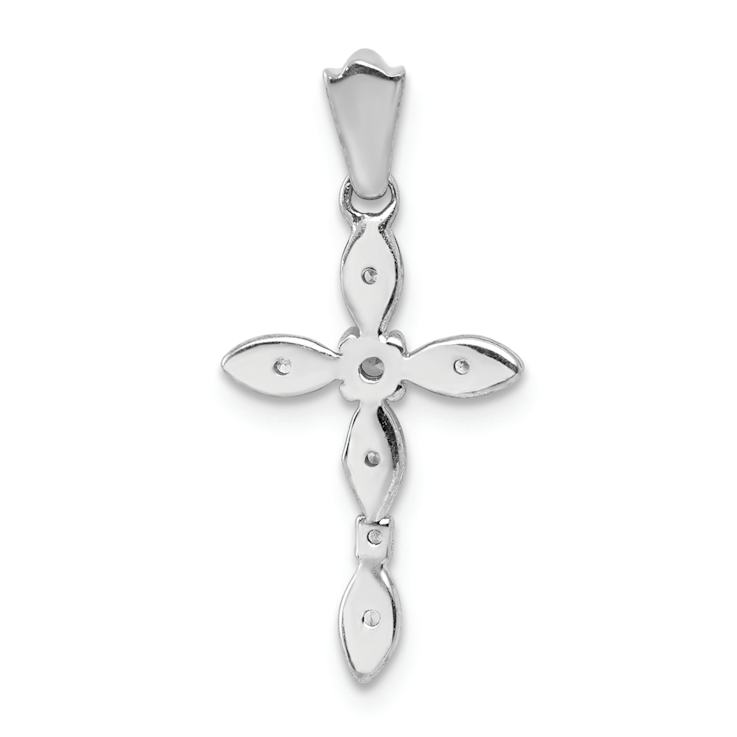Rhodium Over 14k White Gold Diamond Cross Pendant