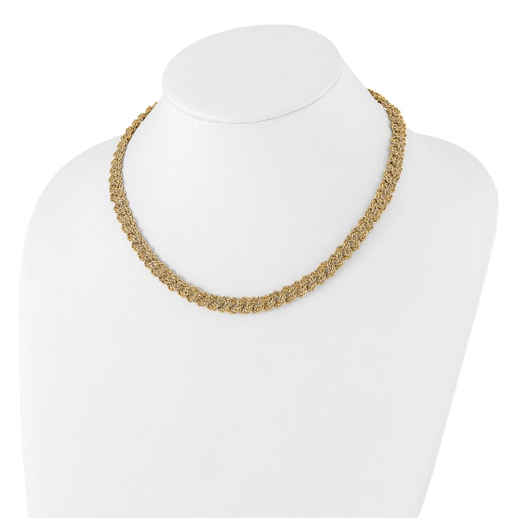 14K Yellow Gold Diamond-cut Braided Rope Chain 17.5-inch with 1-inch
Ext. Necklace