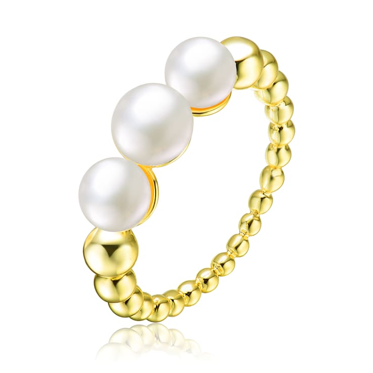 Pear Shape Freshwater Pearl Band Ring In 14K Gold Over Sterling Silver