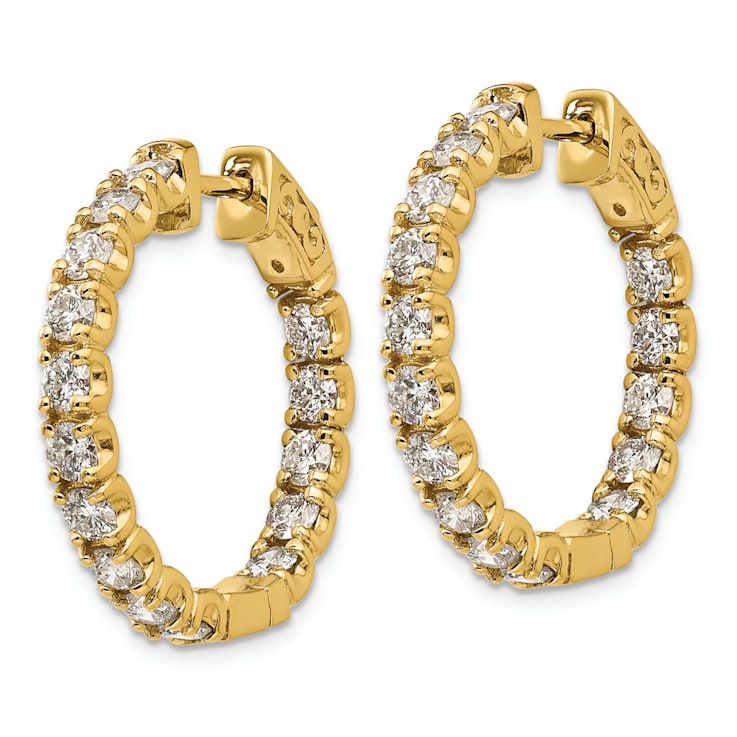 14K Yellow Gold Oro Spotlight Lab Grown Diamond SI+, H+, Round Hoop with
Safety Clasp Earrings