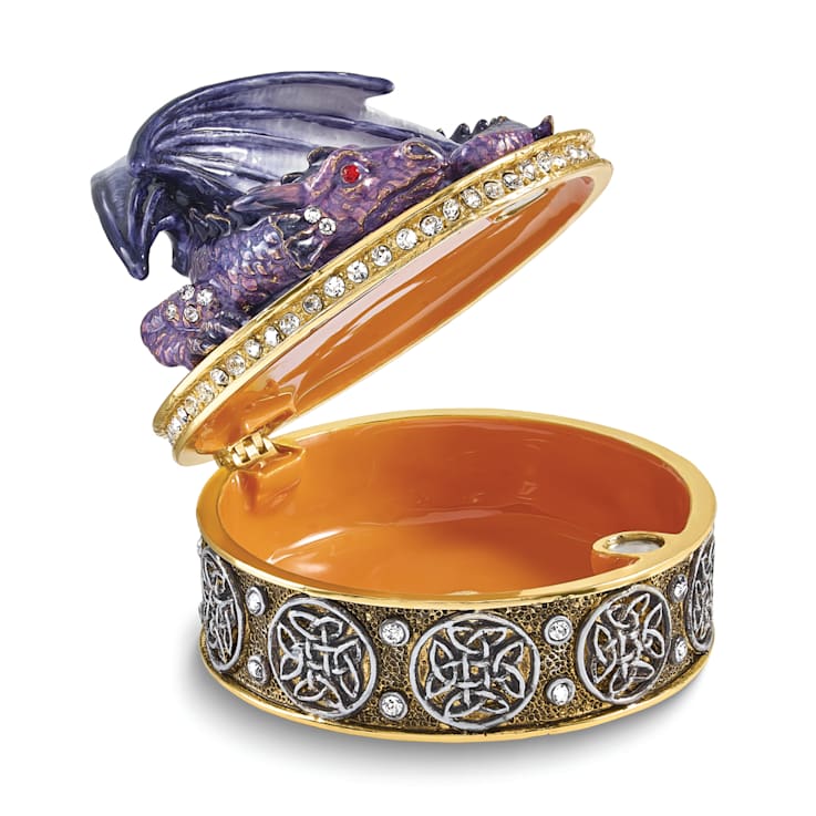 Bejeweled KAIDA Purple Dragon Necklace with Trinket Box
