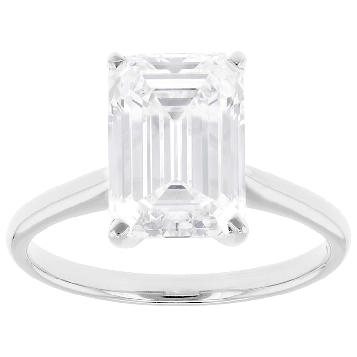 Lab-Grown Diamond Emerald-Cut Solitaire Ring In 14K White Gold 5.00ct