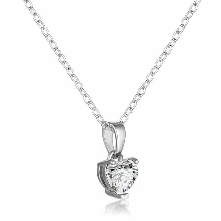Moissanite Sterling Silver Heart Shape Pendant With Chain