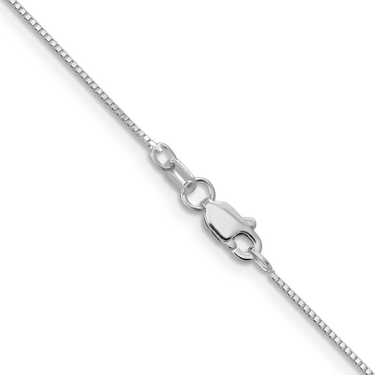 Rhodium Over 14k White Gold 0.7mm Solid Box 28 Inch Chain