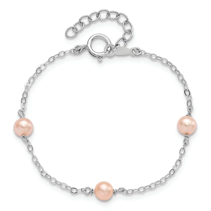 Rhodium Over Sterling Silver 4-5mm Pink FWC Pearl with 1-inch Extensions
Children's Bracelet