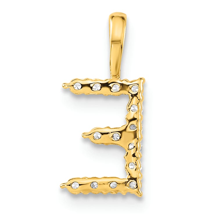 14K Yellow Gold Lab Grown Diamond Letter E Initial Pendant