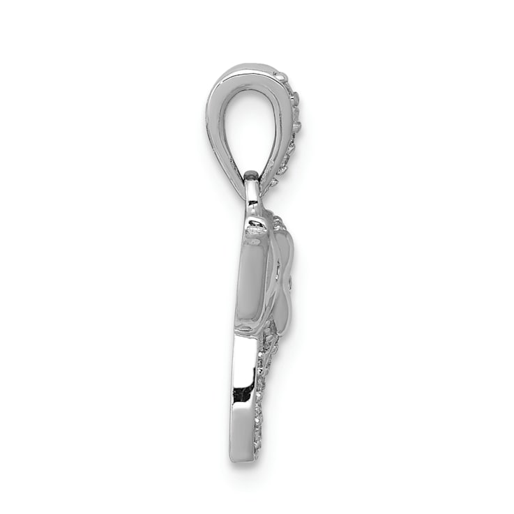 Rhodium Over 14k White Gold Diamond Elephant Pendant