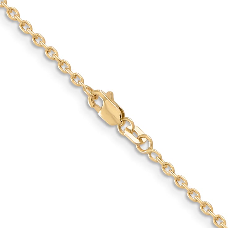 14K Yellow Gold 2mm Round Open Link Cable Chain