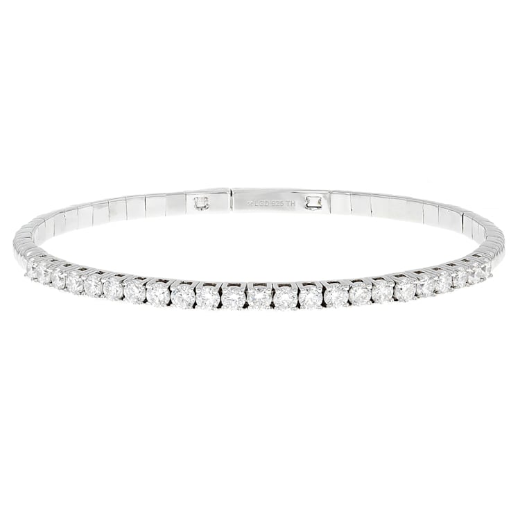 Polished Lab-Grown Diamond Flex Bangle Bracelet 2.50ctw In Platinum Over
Sterling Silver