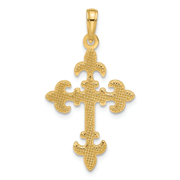 14k Yellow Gold Textured Fancy Cross Pendant