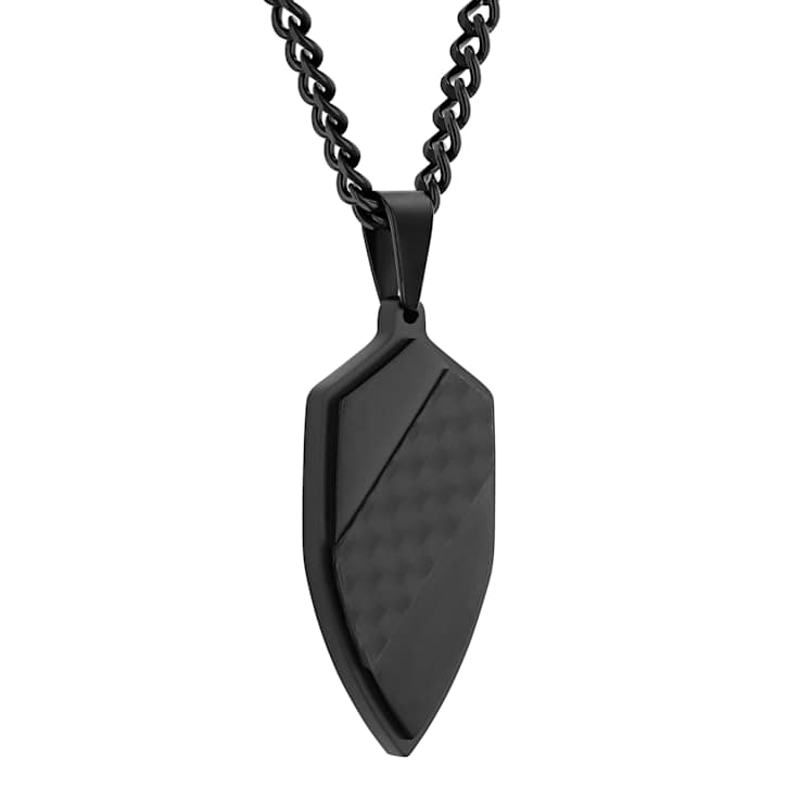 Robert Alton Men's Shield Pendant With Chain In Black Ion-Plated
Stainless Steel