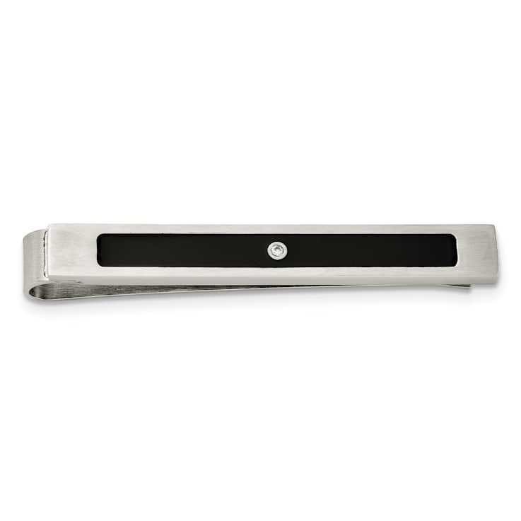 White Cubic Zirconia And Black Enamel Stainless Steel Boxed Set