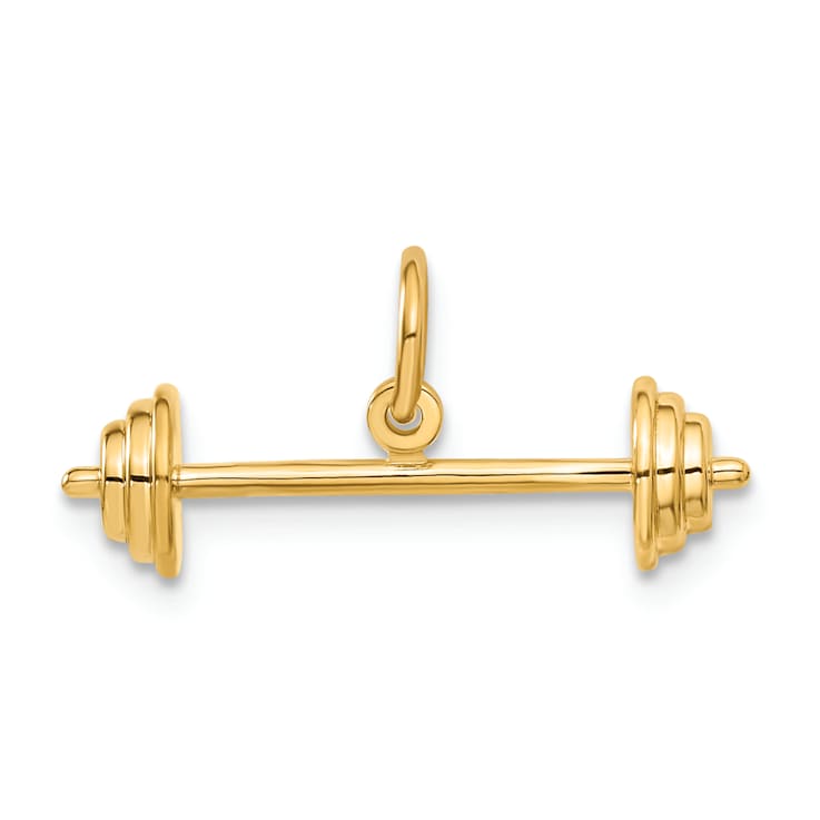 14k Yellow Gold Barbell Charm Pendant